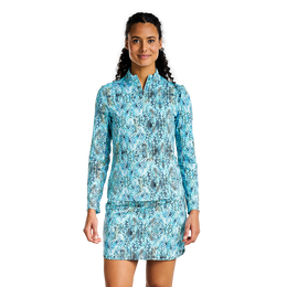 Blue Riviera Lacey Snake Print Quarter Zip Pull Over